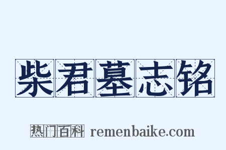 柴君墓志铭是什么意思的图片